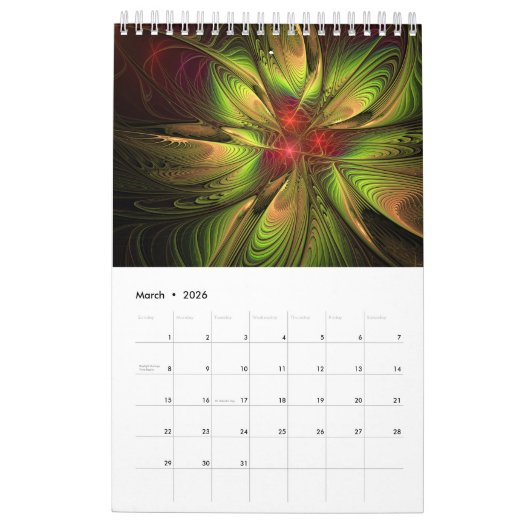 Soft and tenderness fractal flower kalender (Mar 2026)