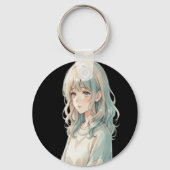 Soft Anime Girl – Round Keychain (Voorkant)
