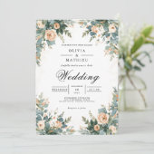 Soft Apricot Botanical Arch Wedding Kaart (Staand voorkant)