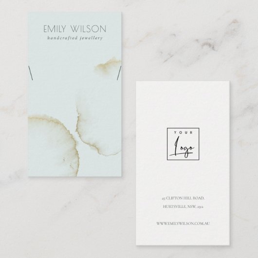 SOFT AQUA BLUE GOLD ABSTRACT KETTING DISPLAY LOGO VISITEKAARTJE (Voorkant / Achterkant)