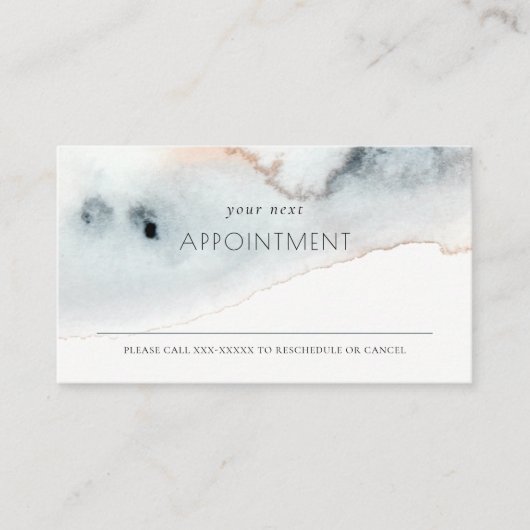 Soft Aqua Blue Gold Waterverf Beachy Appointment Visitekaartje (Voorkant)