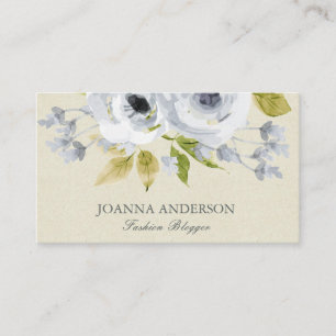 SOFT AQUA BLUE GREEN WATERVERF FLORAL VISITEKAARTJE