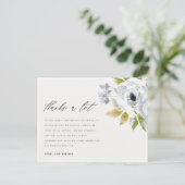 SOFT AQUA BLUE WATERVERF FLORAL DANK U BRIEFKAART (Staand voorkant)