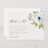 SOFT AQUA BLUE WATERVERF FLORAL DANK U BRIEFKAART (Voorkant / Achterkant)