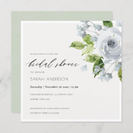 SOFT AQUA BLUE WATERVERF FLORAL VRIJGEZELLENFEEST KAART