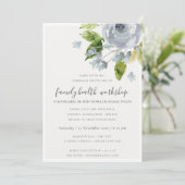 SOFT AQUA BLUE WATERVERF FLORAL WORKSHOP EVAL KAART (Staand voorkant)