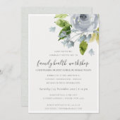 SOFT AQUA BLUE WATERVERF FLORAL WORKSHOP EVAL KAART (Voorkant / Achterkant)