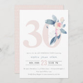 SOFT AQUA BLUSH BLUE FLORAL 30 TH ELKE OUDERDAG KAART (Voorkant / Achterkant)