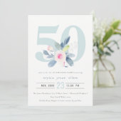SOFT AQUA BLUSH BLUE FLORAL 50 TH ELKE OUDERDAG KAART (Staand voorkant)
