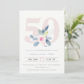 SOFT AQUA BLUSH BLUE FLORAL 50 TH ELKE OUDERDAG KAART (Staand voorkant)