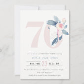 SOFT AQUA BLUSH BLUE FLORAL 70 TH ELKE OUDERDAG KAART (Voorkant)