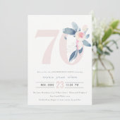 SOFT AQUA BLUSH BLUE FLORAL 70 TH ELKE OUDERDAG KAART (Staand voorkant)