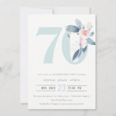 SOFT AQUA BLUSH BLUE FLORAL 70 TH ELKE OUDERDAG KAART (Voorkant)