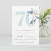 SOFT AQUA BLUSH BLUE FLORAL 70 TH ELKE OUDERDAG KAART (Staand voorkant)