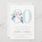 SOFT AQUA BLUSH BLUE FLORAL 80 TH ELKE OUDERDAG KAART (Voorkant)