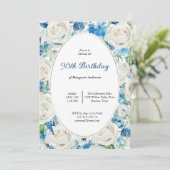 SOFT AQUA BLUSH BLUE FLORAL 80 TH ELKE OUDERDAG KAART (Staand voorkant)