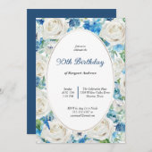 SOFT AQUA BLUSH BLUE FLORAL 80 TH ELKE OUDERDAG KAART (Voorkant / Achterkant)