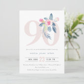 SOFT AQUA BLUSH BLUE FLORAL 90 TH ELKE LEEFTIJD BI KAART (Staand voorkant)