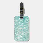 Soft Aqua Bokeh Glitter Sparkles Bagagelabel (Voorkant verticaal)
