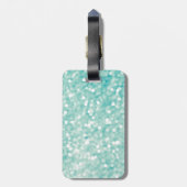 Soft Aqua Bokeh Glitter Sparkles Bagagelabel (Achterkant verticaal)