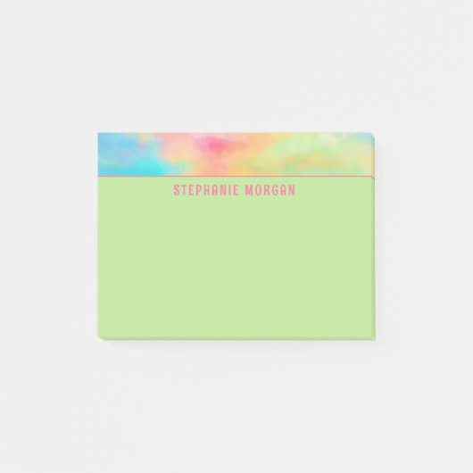 Soft Aqua Green Waterverf Naam Post-it® Notes (Voorkant)