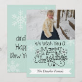 Soft Aqua Merry kerstfoto Kaart (Voorkant / Achterkant)