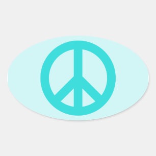 Soft Aqua Peace Symbol Ovale Sticker