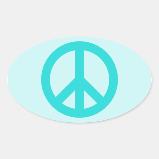 Soft Aqua Peace Symbol Ovale Sticker (Voorkant)