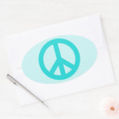Soft Aqua Peace Symbol Ovale Sticker (Envelop)
