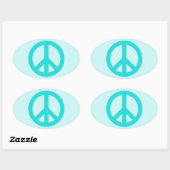 Soft Aqua Peace Symbol Ovale Sticker (Vel)