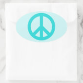 Soft Aqua Peace Symbol Ovale Sticker (Tas)
