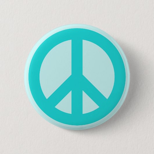 Soft Aqua Peace Symbol Ronde Button 5,7 Cm (Voorkant)