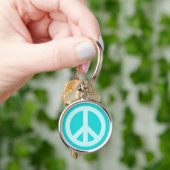 Soft Aqua Peace Symbol Sleutelhanger (Hand)