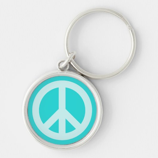Soft Aqua Peace Symbol Sleutelhanger (Voorkant)