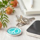 Soft Aqua Peace Symbol Sleutelhanger (Zijkant)