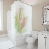 *~* Soft AR12 Artsy Floral Calla Lily Coral Douchegordijn (In situ)