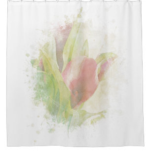 *~* Soft AR12 Artsy Floral Calla Lily Coral Douchegordijn