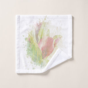 *~* Soft AR12 Artsy Floral Calla Lily Coral Washandje