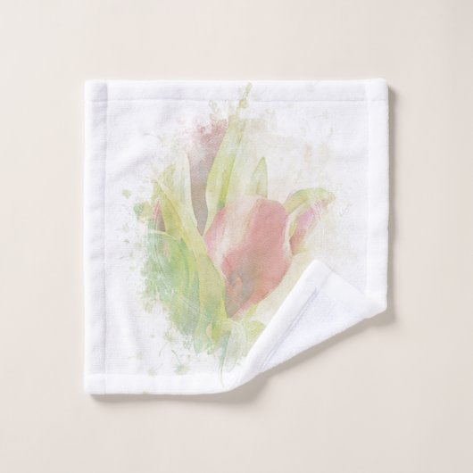 *~* Soft AR12 Artsy Floral Calla Lily Coral Washandje (Wasdoekje)
