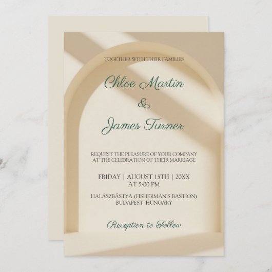Soft Arch Shadow Minimal Wedding Invitation Kaart (Voorkant / Achterkant)