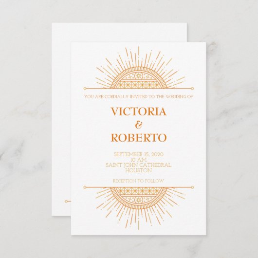 Soft art deco bruiloft-uitnodiging kaart (Voorkant / Achterkant)