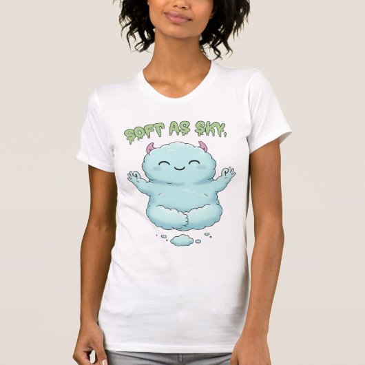 Soft as Sky: Kawaii Cloud Monster Zen Yoga & Medit T-shirt (Voorkant)