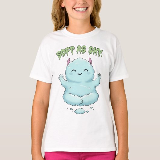 Soft as Sky: Kawaii Cloud Monster Zen Yoga & Medit T-shirt (Voorkant)