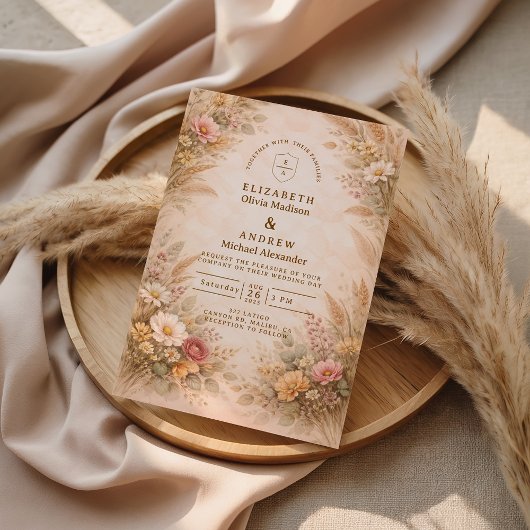 Soft Autumn Floral Wedding Kaart