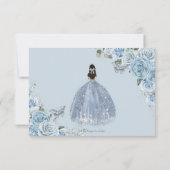 Soft Baby Blue Floral Rozen Quinceañera Princess RSVP Kaartje (Achterkant)