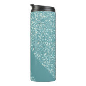 Soft Baby Blue Glitter Trendy Chic Personalized Thermosbeker (Geroteerd rechts)