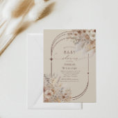 Soft Beige Boho Elegant Bloemenboog Baby shower in Kaart