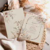 Soft Beige Boho Elegant Bloemenboog Baby shower in Kaart