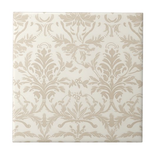 Soft Beige Damask Tegeltje (Voorkant)