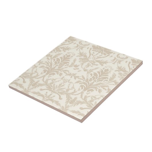 Soft Beige Damask Tegeltje (Zijkant)